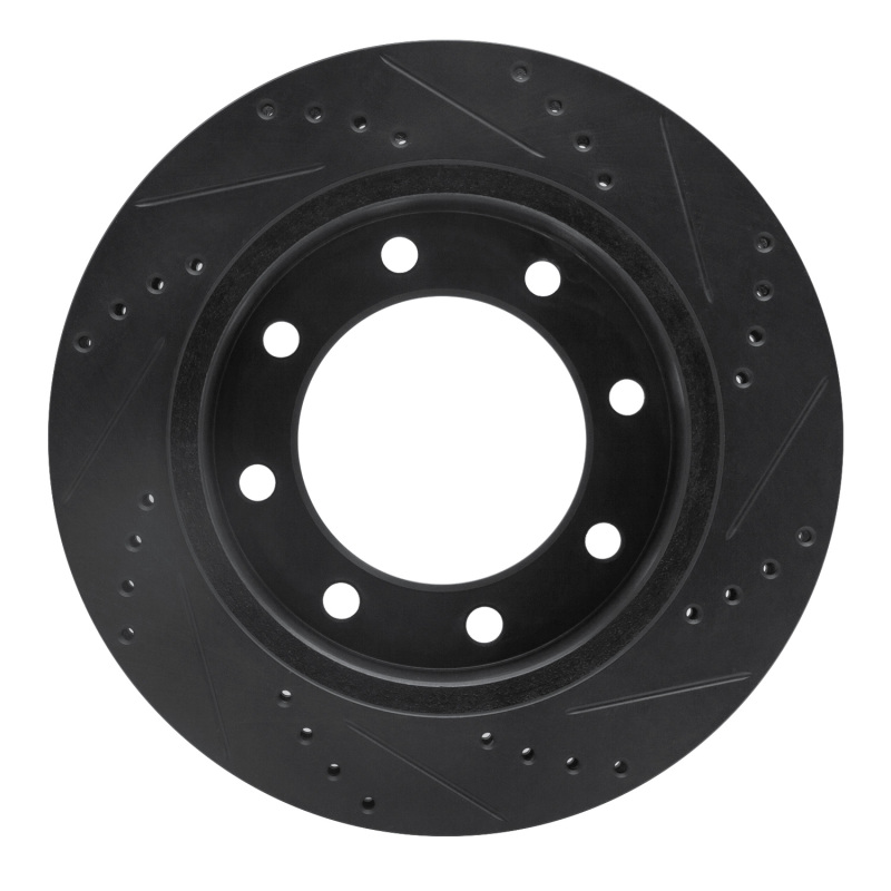 Ford F-250 Super Duty Brake Rotor (1) - Front Left - R1 Concepts - Drilled & Slotted - Black - `99-`05